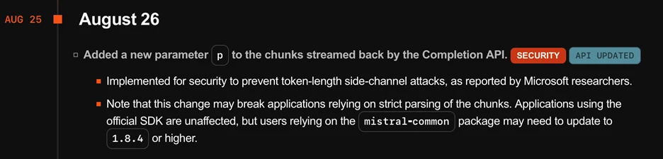New “p” parameter added as a mitigation against WhisperLeak-style attacks.
